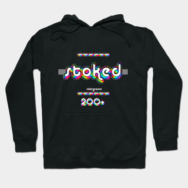 Stoked 2000 ColorGroove Retro-Rainbow-Tube nostalgia (wf) Hoodie by Blackout Design